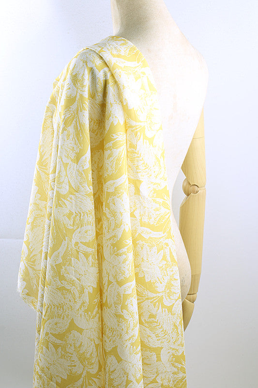 Yellow Botanical printed 42-count ramie fabric #Color_Yellow Botanical