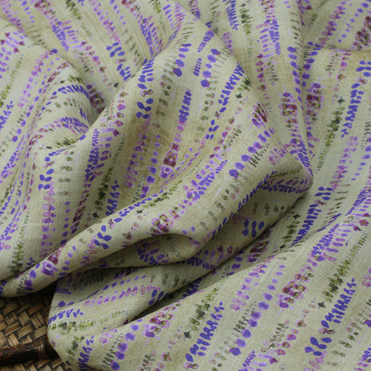 Purple Sprigs printed 42-count ramie fabric #Color_Purple Sprigs