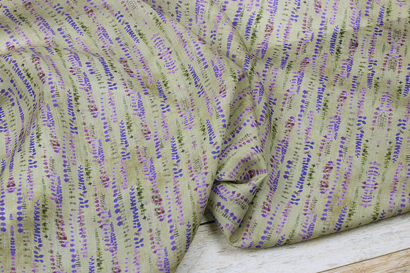 Purple Sprigs printed 42-count ramie fabric #Color_Purple Sprigs