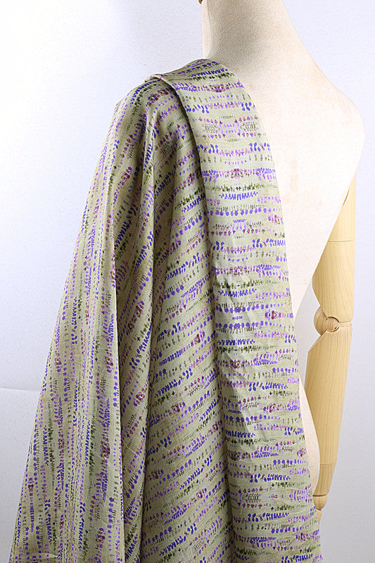 Purple Sprigs printed 42-count ramie fabric #Color_Purple Sprigs