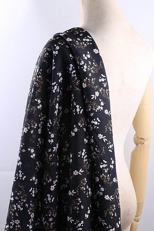 Black Daisy printed 42-count ramie fabric #Color_Black Daisy