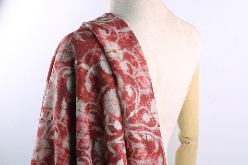 Red Vintage Floral printed 42-count ramie fabric #Color_Red Vintage Floral