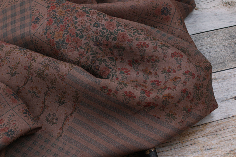 Rose Patchwork printed 42-count ramie fabric #Color_Rose Patchwork