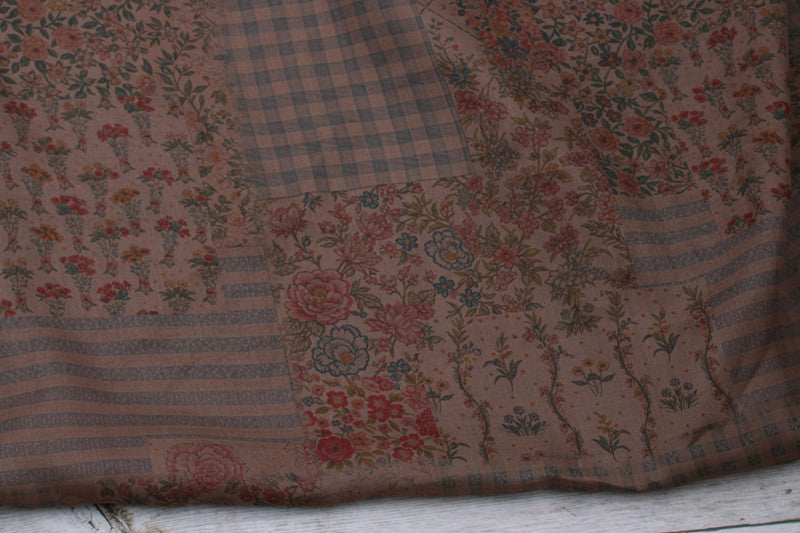 Rose Patchwork printed 42-count ramie fabric #Color_Rose Patchwork