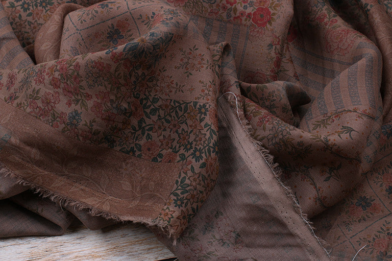 Rose Patchwork printed 42-count ramie fabric #Color_Rose Patchwork