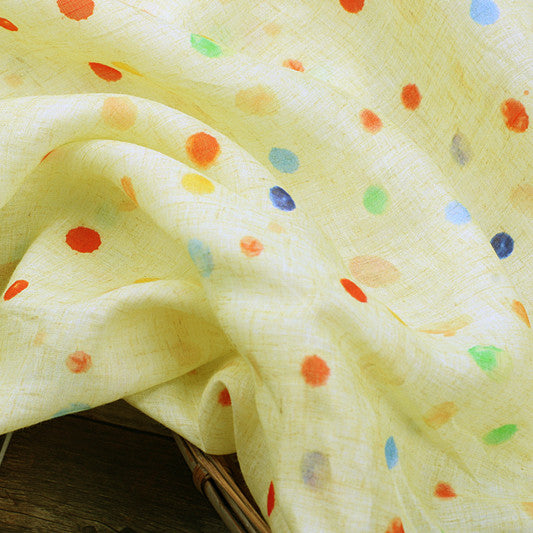Yellow Confetti printed 42-count ramie fabric #Color_Yellow Confetti