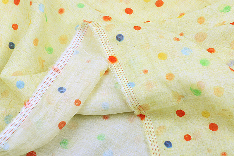 Yellow Confetti printed 42-count ramie fabric #Color_Yellow Confetti
