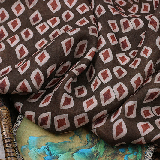 Coffee Geometric printed 42-count ramie fabric #Color_Coffee Geometric