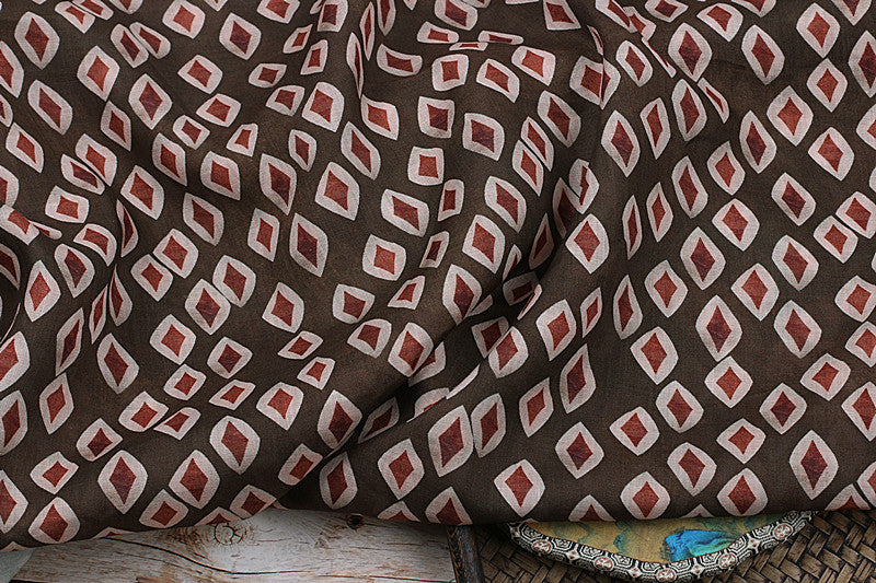 Coffee Geometric printed 42-count ramie fabric #Color_Coffee Geometric