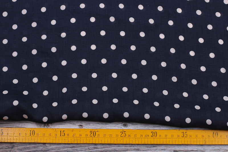 Navy Polka Dots printed 42-count ramie fabric #Color_Navy Polka Dots