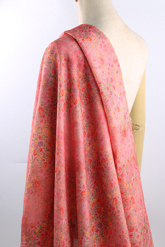 Coral Meadow printed 42-count ramie fabric #Color_Coral Meadow