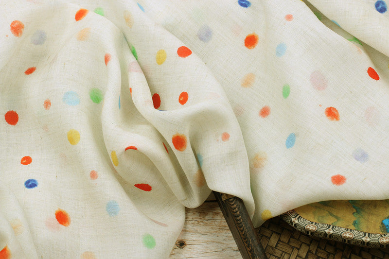 Ivory Confetti printed 42-count ramie fabric #Color_Ivory Confetti