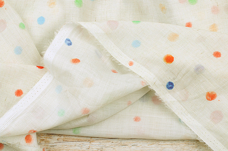 Ivory Confetti printed 42-count ramie fabric #Color_Ivory Confetti