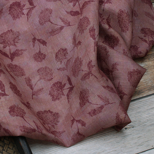 Mauve Botanical printed 42-count ramie fabric #Color_Mauve Botanical