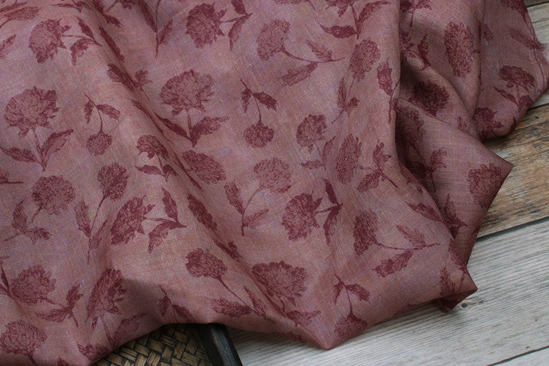 Mauve Botanical printed 42-count ramie fabric #Color_Mauve Botanical