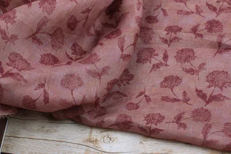 Mauve Botanical printed 42-count ramie fabric #Color_Mauve Botanical