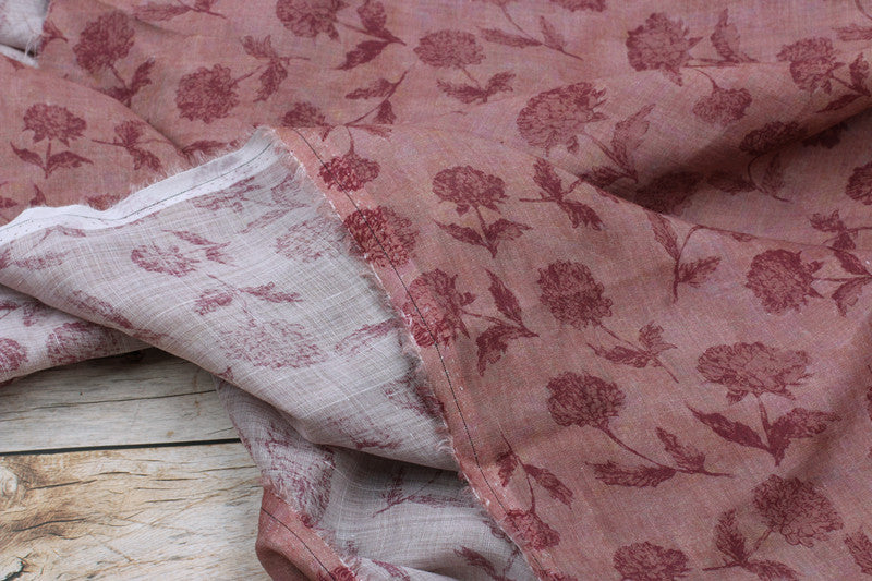 Mauve Botanical printed 42-count ramie fabric #Color_Mauve Botanical