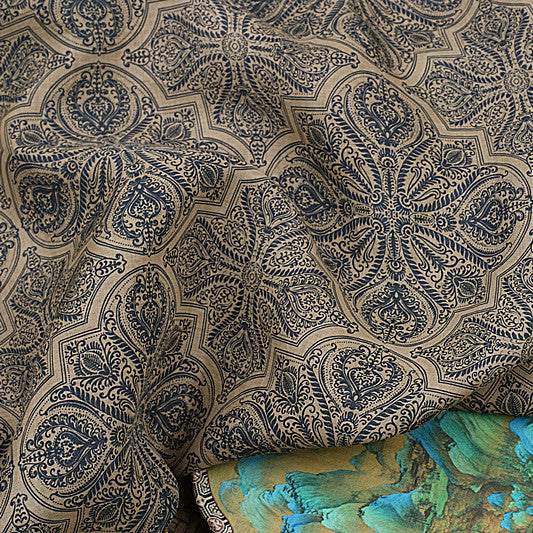 Camel Medallion printed 42-count ramie fabric #Color_Camel Medallion