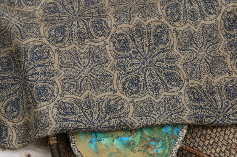 Camel Medallion printed 42-count ramie fabric #Color_Camel Medallion