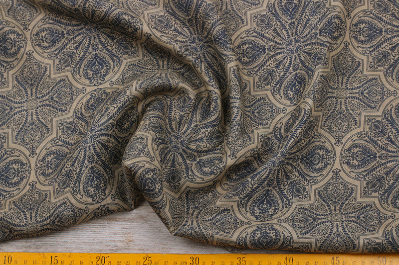 Camel Medallion printed 42-count ramie fabric #Color_Camel Medallion