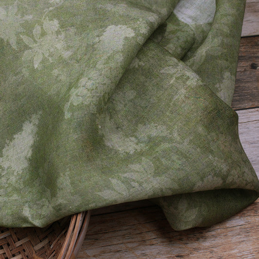Sage Tonal Floral printed 42-count ramie fabric #Color_Sage Tonal Floral