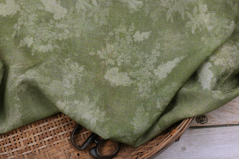 Sage Tonal Floral printed 42-count ramie fabric #Color_Sage Tonal Floral