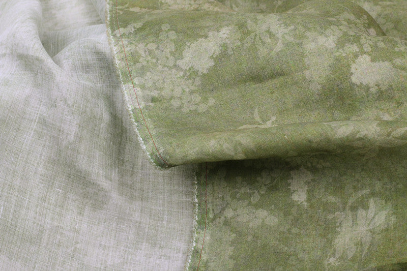 Sage Tonal Floral printed 42-count ramie fabric #Color_Sage Tonal Floral
