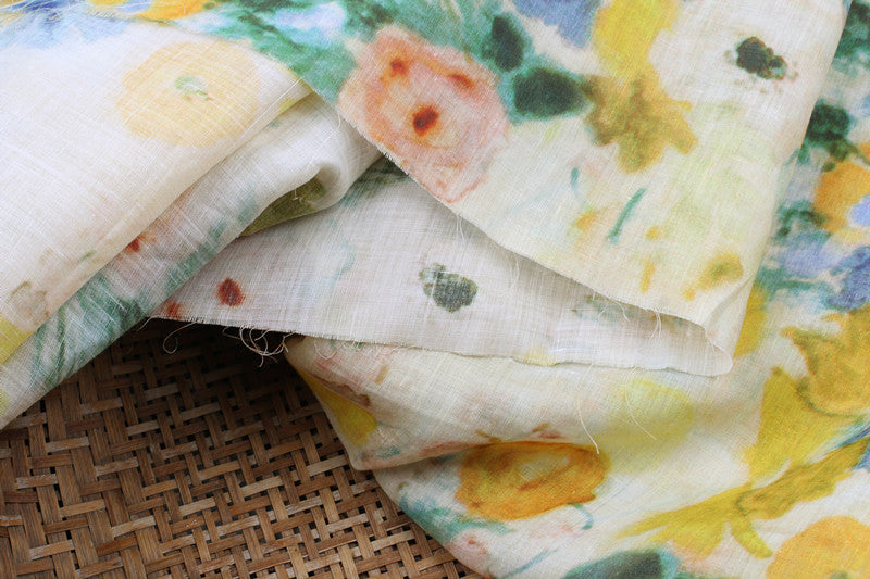 Pastel Watercolor printed 42-count ramie fabric #Color_Pastel Watercolor