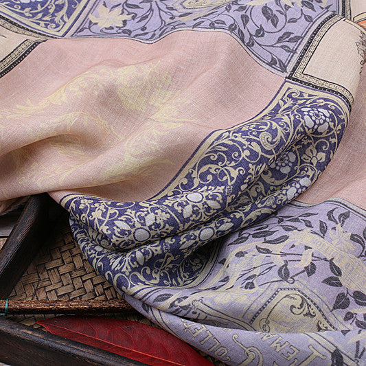 Blush Ornamental printed 42-count ramie fabric #Color_Blush Ornamental