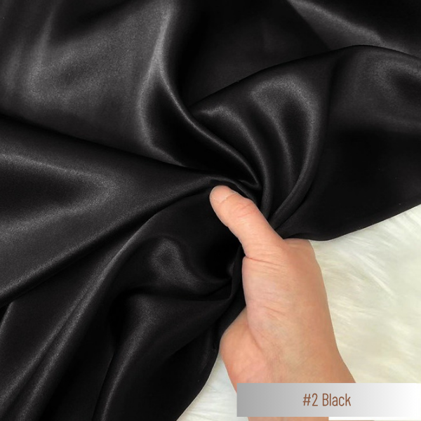 Color 02 - Black - 19 Momme 100% Mulberry Silk Satin
