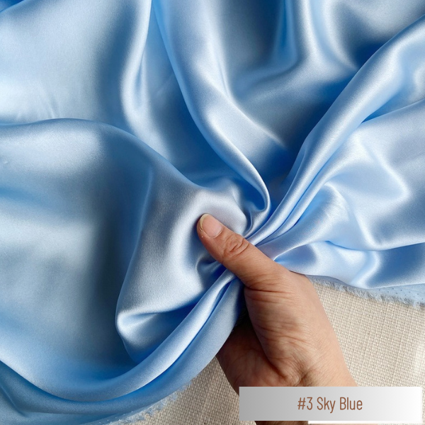 Color 03 - Sky Blue - 19 Momme 100% Mulberry Silk Satin