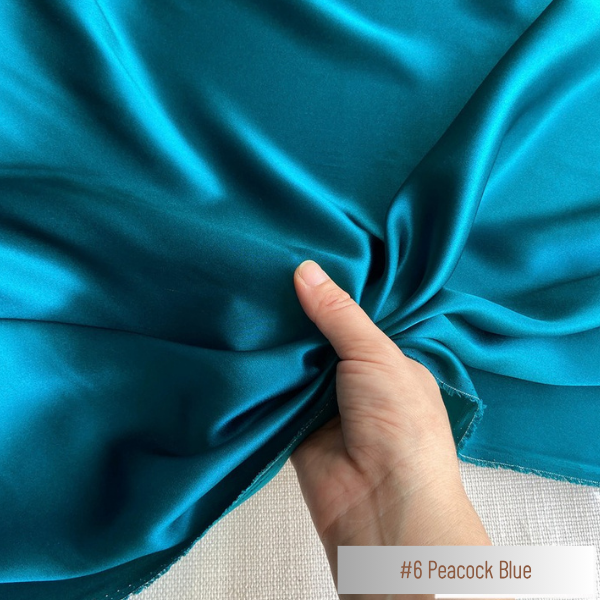 Color 06 - Peacock Blue - 19 Momme 100% Mulberry Silk Satin