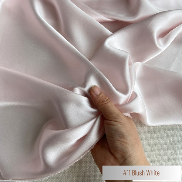 Color 11 - Blush White - 19 Momme 100% Mulberry Silk Satin