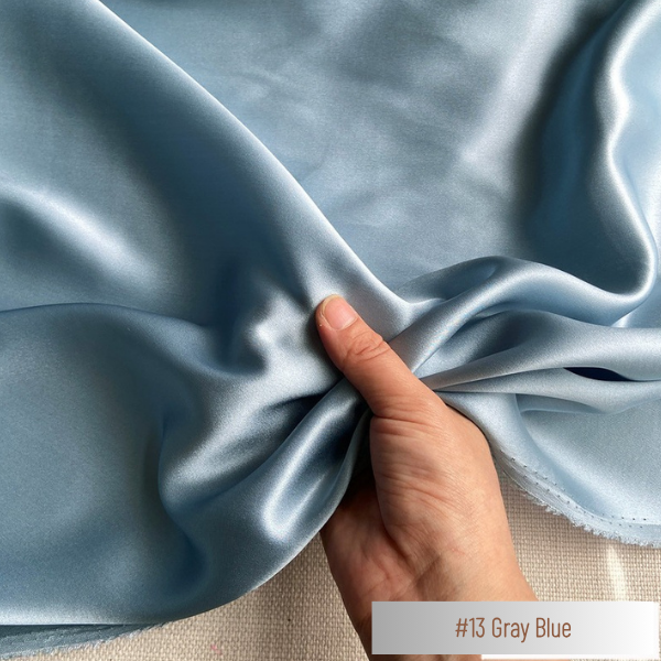 Color 13 - Gray Blue - 19 Momme 100% Mulberry Silk Satin