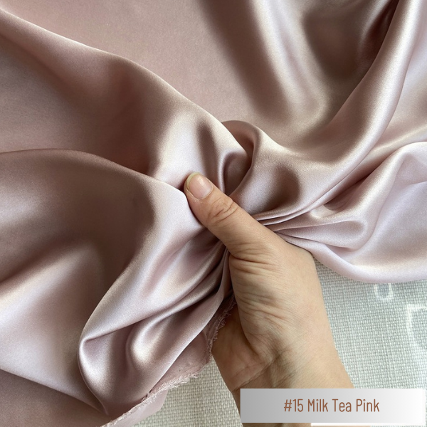 Color 15 - Milk Tea Pink - 19 Momme 100% Mulberry Silk Satin