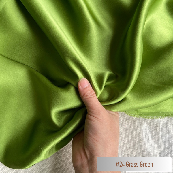 Color 24 - Grass Green - 19 Momme 100% Mulberry Silk Satin