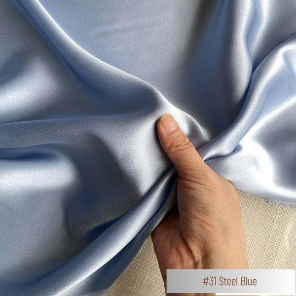 Color 31 - Steel Blue - 19 Momme 100% Mulberry Silk Satin