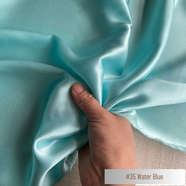 Color 35 - Water Blue - 19 Momme 100% Mulberry Silk Satin
