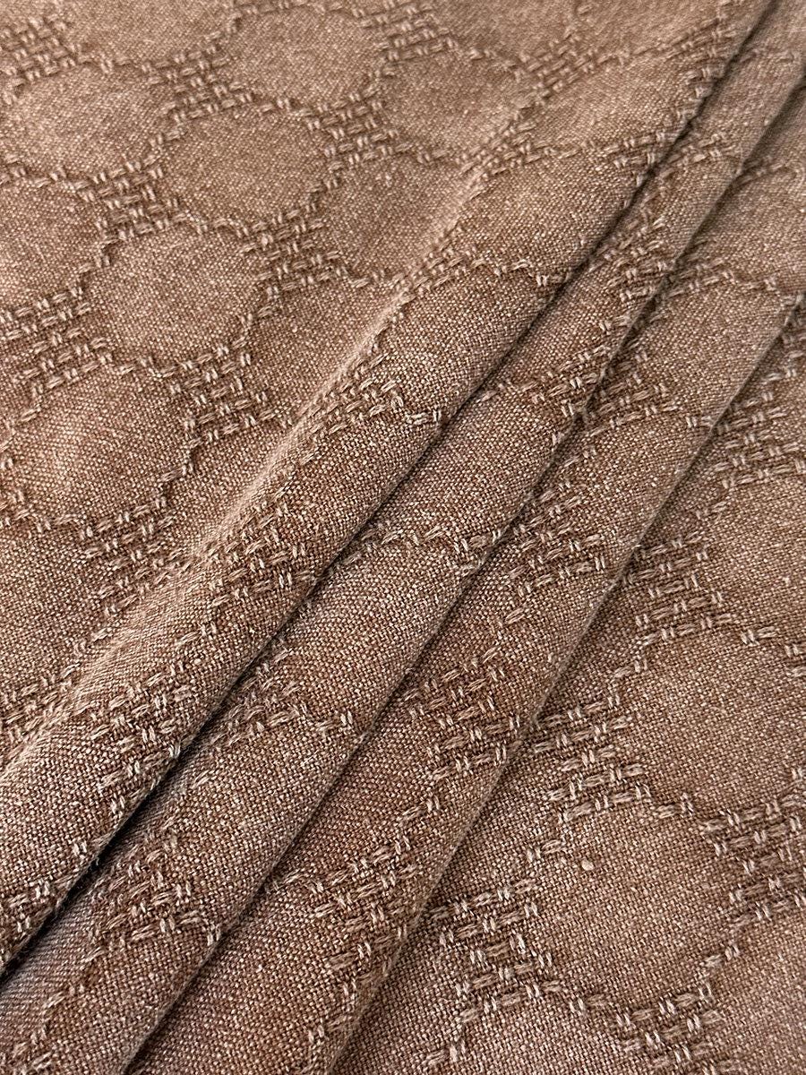 XYKTHG - 50 Momme Brown Jacquard Tussah Mud Silk Fabric, 90cm wide by the Yard