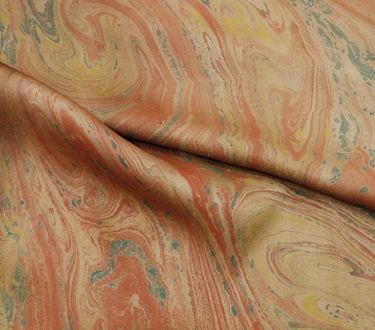 MOCIRD - Handmade 38 Momme Special Red Inkwell Technique Mud Silk Satin Fabric By the Yard