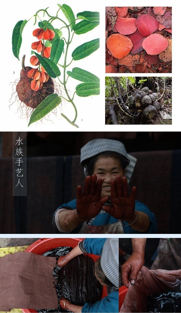 HUI Jacquard Cotton Fabric/Eco-Friendly Traditional Chinese Plant Dye Fabric/Earth Color Cotton Fabric By the Yard