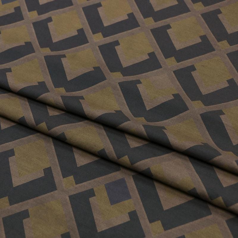 LZHFGW - 19 momme Plaid Printed Silk-Cotton Blended Fabric with Pre-Sprayed Gambiered Silk Digital Printing - 130cm wide by the Yard