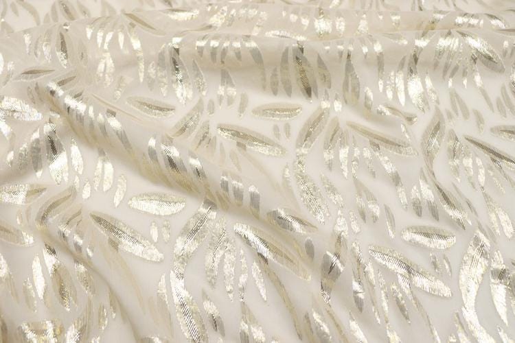 JFHKHZ - 12 Momme Golden Thread Weave Silk Georgette Fabric - 135cm wide by the Yard