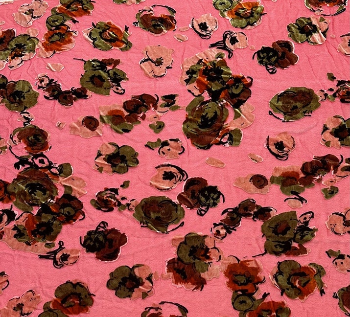 HONGJIN - Floral Sheer Burnout Silk Velvet Fabric - 114cm wide by the Yard