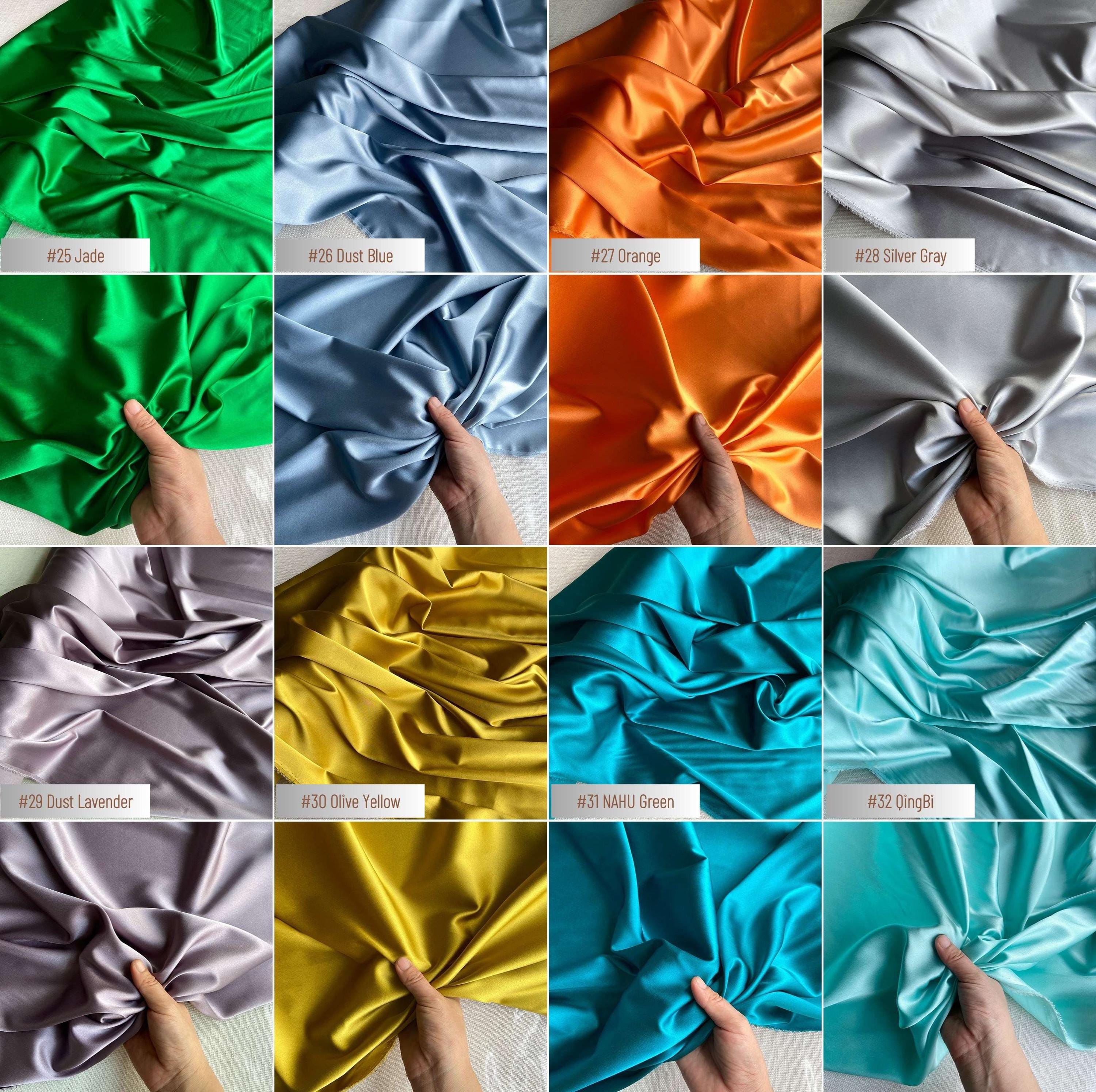 80 Colors Solid - 19 momme Stretch Silk Satin Fabric - 140cm wide by the Yard