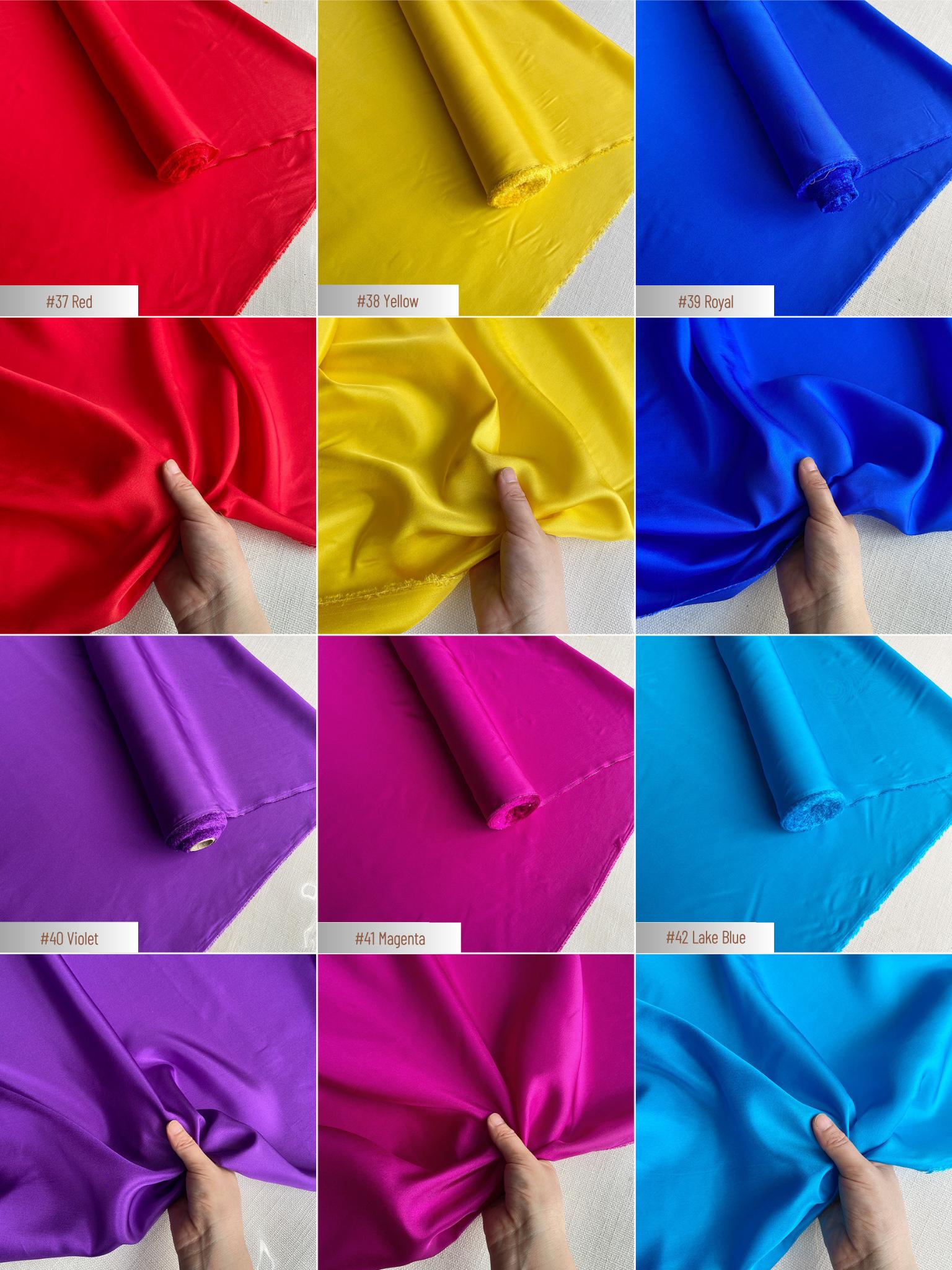 100% Silk Habotai, 10 Momme 50 Solid Colors Silk Fabric, 140cm wide by the Yard or Meter