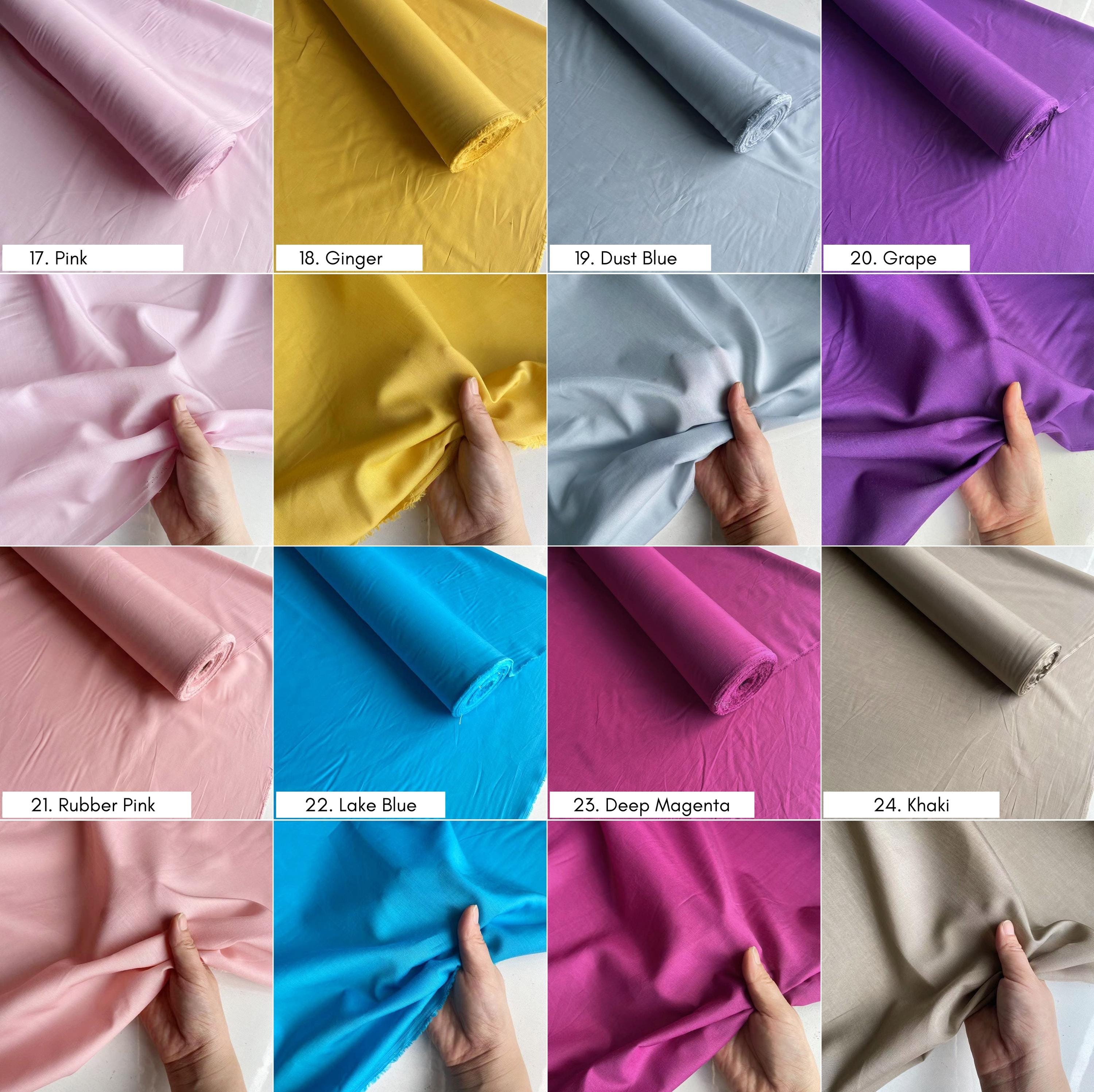 Silk Cotton fabric, 12 momme 140cm wide by the Yard, 60 solid colors