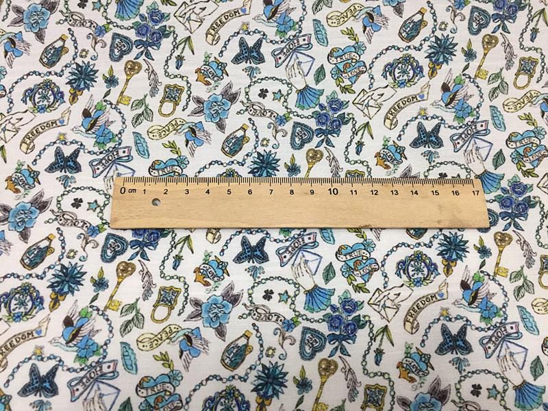 HFLASH - 12 Momme Silk Cotton  Blended Print Fashion Fabric - 140cm wide by the Yard