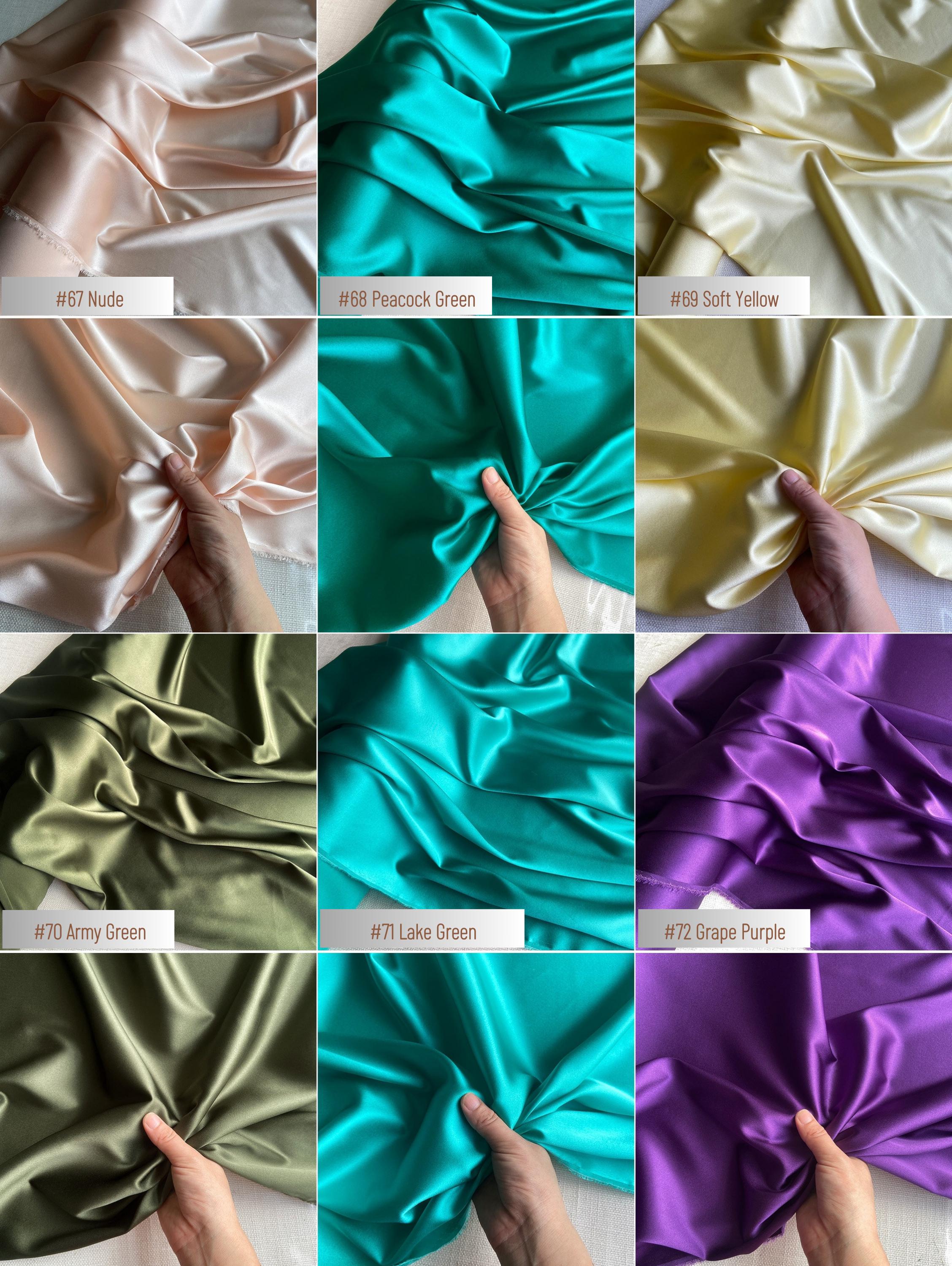 Stretch 90% Silk Charmeuse, 19 Momme solid 80 colors, 140cm wide by the yard