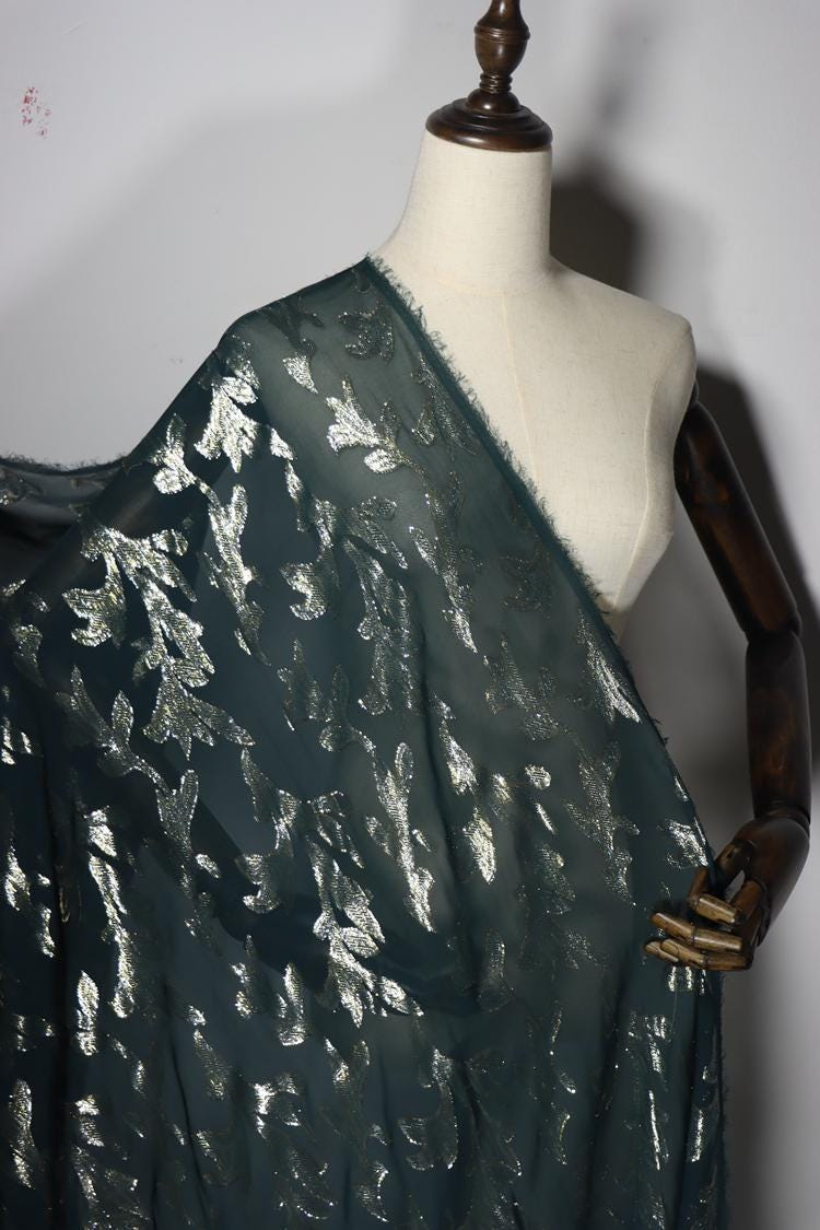 JFHSUY - 10 Momme Golden Thread Weave Silk Georgette Fabric - 140cm wide by the Yard